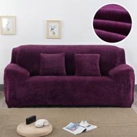 Pluche stof sofa cover dikke zachte bank elastische sofa covers niet omvatten kussensloop specificatie: 2 seat 145-185cm (paars) - thumbnail