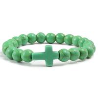 Memphis Kralen Armband met Natuursteen Kruis - Groen - thumbnail