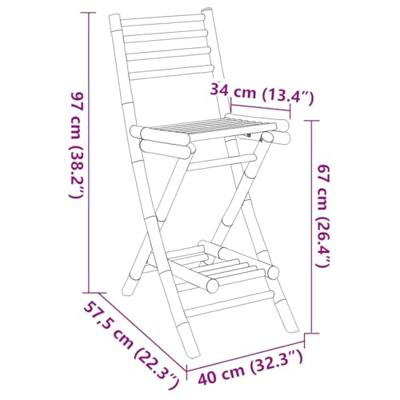 Barkrukken met voetsteunen voor buiten 2 st opvouwbaar bamboe