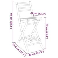 Barkrukken met voetsteunen voor buiten 2 st opvouwbaar bamboe - thumbnail