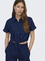 Only Onlleoni Seersucker Cap Knot Shirt Wvn Blouse Vintage Indigo - thumbnail
