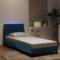 Bedframe met LED zonder matras "Hanko" fluweel blauw 90x200 cm - thumbnail
