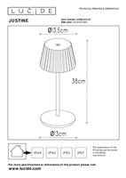 Lucide JUSTINE - Oplaadbare Tafellamp Binnen/Buiten - Accu/Batterij - LED Dimb. - 1x2W 2700K - IP54 - Met draadloos oplaadstation - Roest bruin - thumbnail