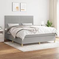 Boxspring met matras stof lichtgrijs 180x200 cm - thumbnail