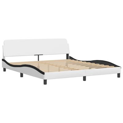 Bed met matras "Dover" kunstleer wit en zwart 180x200 cm