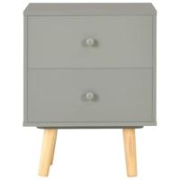 Nachtkastjes 2 st 40x30x50 cm massief grenenhout grijs - thumbnail