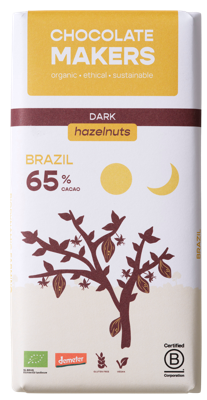 Chocolatemakers Brazil hazelnoot 65% puur demeter bio 80 Gram