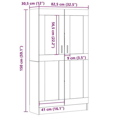 Boekenkast 82,5x30,5x150 cm bewerkt hout artisanaal eikenkleur