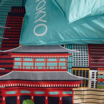 Beddengoedset - TODAY - JAVA - 2 personen - 240x220 cm - Katoen - Tokyo print - Blauw