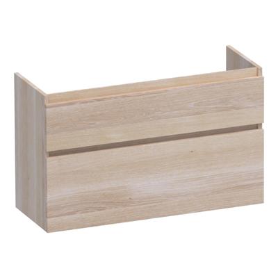 Brauer Delight - Onderkast Ondiep - 100 cm - met 2 Softclose Lades Greeploos en 1 Sifon Uitsparing - Lamellen Eiken Wit