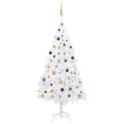 VidaXL Kunstkerstboom met verlichting en kerstballen 210 cm pvc wit