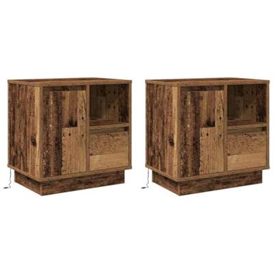Nachtkastje met 2 pcs Oud Hout 50 x 34.5 x 50 cm. Bewerkt hout