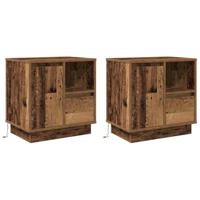 Nachtkastje met 2 pcs Oud Hout 50 x 34.5 x 50 cm. Bewerkt hout - thumbnail