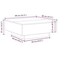 Salontafel artisanaal eikenkleurig 80 x 80 x 31 cm Bewerkt hout - thumbnail