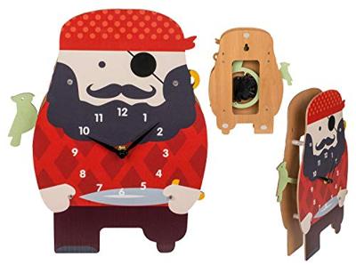 Out Of The Blue Wandklok piraat hout 21x29cm kids