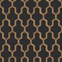 DUTCH WALLCOVERINGS behang geometric zwart en goudkleurig - thumbnail