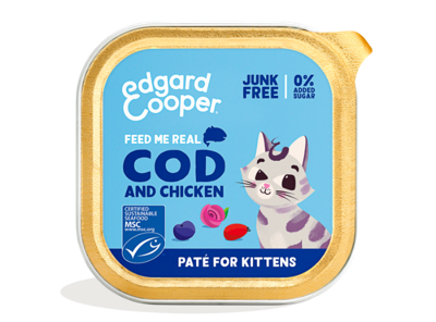 Edgard & Cooper kabeljauw en kip paté kitten natvoer kuipjes 16 x 85gr