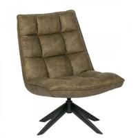 WOOOD Draaifauteuil 'Jouke' PU leder, kleur Groen - thumbnail