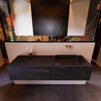 Badkamermeubelset Mondiaz Erin 150 cm met 2 Lades met RIDGE Wastafel Rechts Urban Zonder Kraangaten Greeploos Mat Antracite - thumbnail