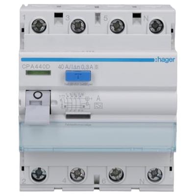 Hager CPA440D Aardlekschakelaar A 4-polig 40 A 0.3 A 400 V Hager CPA440D Aardlekschakelaar A 4-polig 40 A 0.3 A 400 V