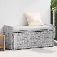 Opslagbank met kussen Wit gewassen 110 x 40 x 50 cm Rattan - thumbnail