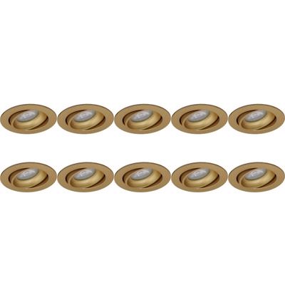 Kantelbare Gouden Inbouwspot Set van 10 - GU10 - Ø82mm - Aluminium