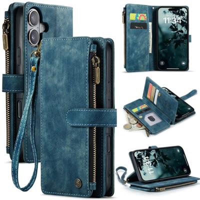 Caseme iPhone 17 PU leren hoesje - portemonnee - Blauw Caseme iPhone 17 PU leren hoesje - portemonnee - Blauw