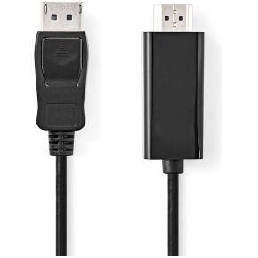 Nedis DisplayPort-Kabel | DisplayPort Male | HDMI Connector | 4K@30Hz | Vernikkeld | 3.00 m | Rond | PVC | Zwart | Doos - CCGB37100BK30