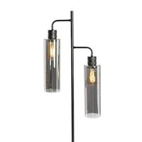 QAZQA Moderne vloerlamp zwart met smoke glas 2-lichts - Stavelot - thumbnail