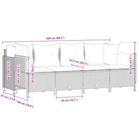 5-delige Loungeset met kussens poly rattan zwart - thumbnail