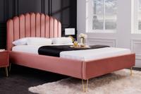 Design gestoffeerd bed PEARL 140x200cm oudroze fluwelen schelpbed - 40998 - thumbnail