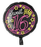 Neon folie ballon sweet 16 jaar - thumbnail