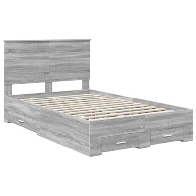 Bedframe met hoofdeinde Grijs Sonoma 135 x 190 cm Bewerkt hout