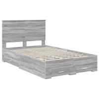 Bedframe met hoofdeinde Grijs Sonoma 135 x 190 cm Bewerkt hout - thumbnail