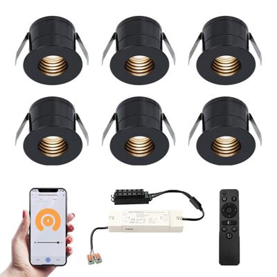 Set van 6 Betty Smart LED Mini Inbouwspots - Veranda spots - 12V 3W 140lm - Dimbaar - Wifi & Bluetooth - 2700K - IP44 waterdicht - Zwart