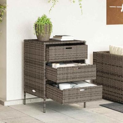 Tuinkast 55x59x80 cm poly rattan grijs