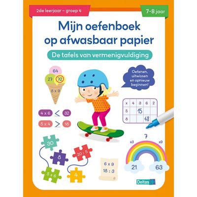 Deltas Oefenboek afwasbaar papier tafels van vermenigvuldiging(7-8 j.)