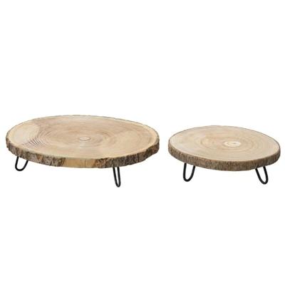 Set van trays KSD Hout Rond Decoratief 2 Onderdelen