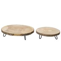 Set van trays KSD Hout Rond Decoratief 2 Onderdelen - thumbnail