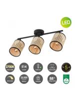 Home sweet home ratan LED opbouwspot 3L naturel/zwart - thumbnail