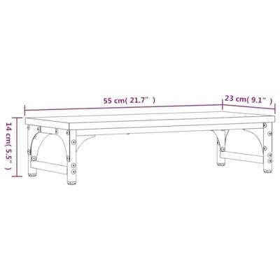 Monitorstandaard 55x23x14 cm bewerkt hout grijs sonoma eiken