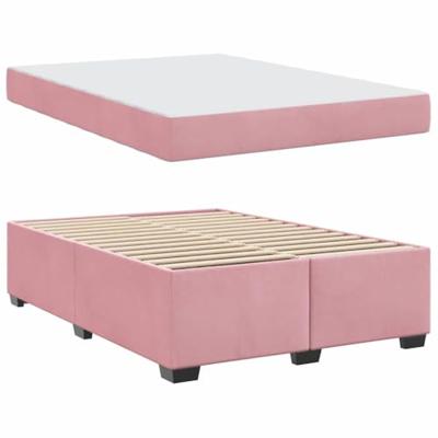 Bedframe met matras met matras Roze 140 x 200 cm Fluweel