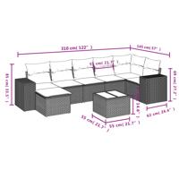7-delige Loungeset met kussens poly rattan grijs - thumbnail