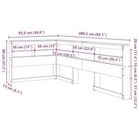 Boekenkast Hoofdeinde L-vormig 75 cm massief grenenhout - thumbnail