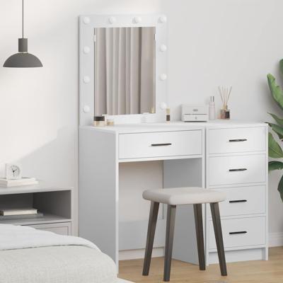 Kaptafel met lade met opslag Wit 50 x 41 x 135 cm Bewerkt hout