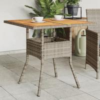 Tuintafel met glazen blad 80x80x75 cm poly rattan grijs - thumbnail
