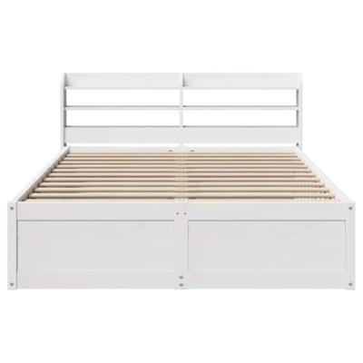 Bedframe met hoofdbord massief grenenhout wit 140x190 cm