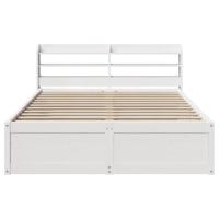 Bedframe met hoofdbord massief grenenhout wit 140x190 cm - thumbnail