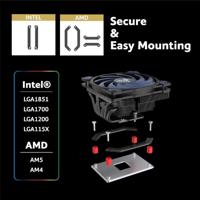 Akasa ALUCIA H6LS M2 Processor Luchtkoeler 12 cm Zwart, Blauw 1 stuk(s) - thumbnail