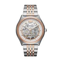 Emporio Armani Heren Mecanicco - automatisch Rosegoud bruin lederen horloge AR60005 - thumbnail